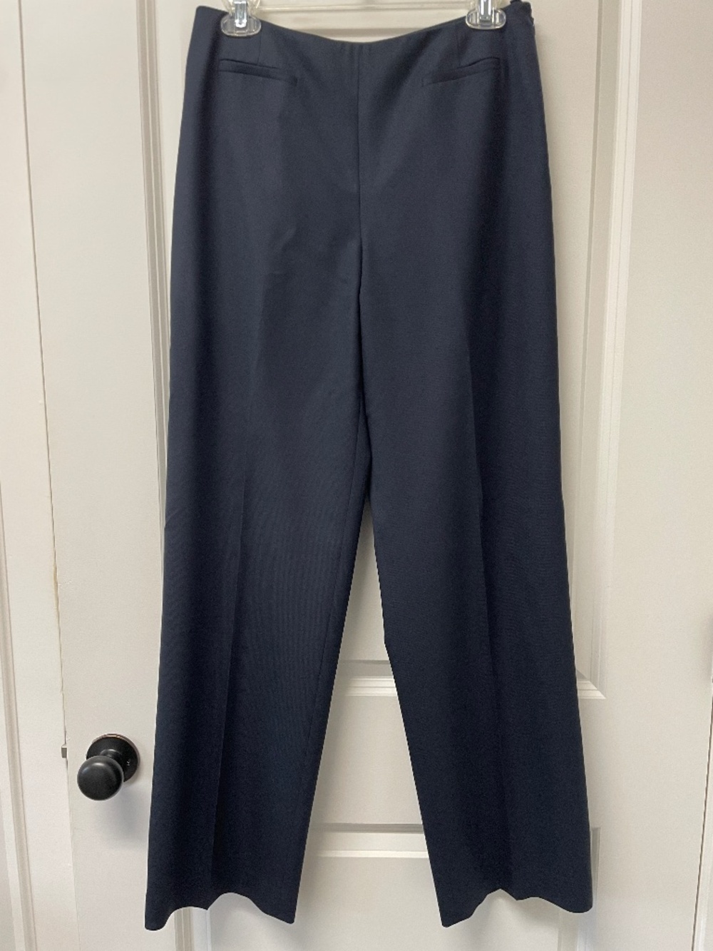 Talbots Wool Dress Pants Lined Side Zip Womens Size 6 Navy Slacks-Career Office